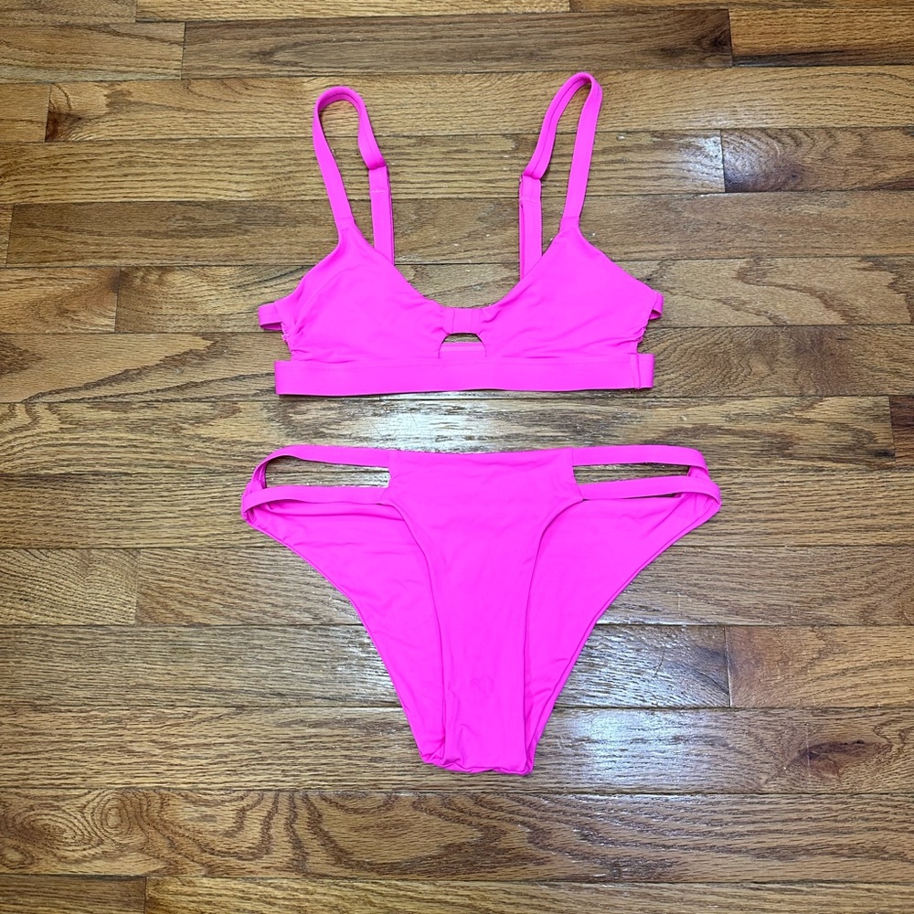 Fashion Nova Life’s a Beach 2 Piece Bikini - Hot Pink